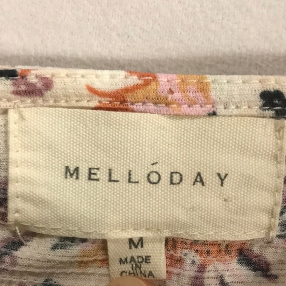 Melloday women’s V-neck floral popover peasant blouse size M 3/4 sleeve - Picture 5 of 9